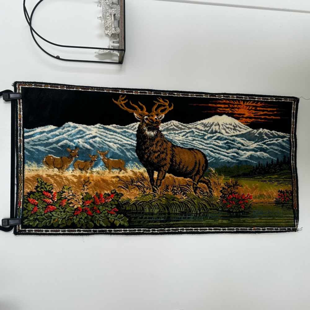 Vintage P.&C. Deer Stag Made in Italy‎ Tapestry 38” X 19”